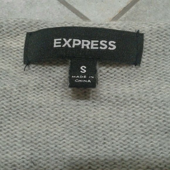 Express sexy body con Soft Sweater mini dress deep V neck gray - Picture 4 of 4